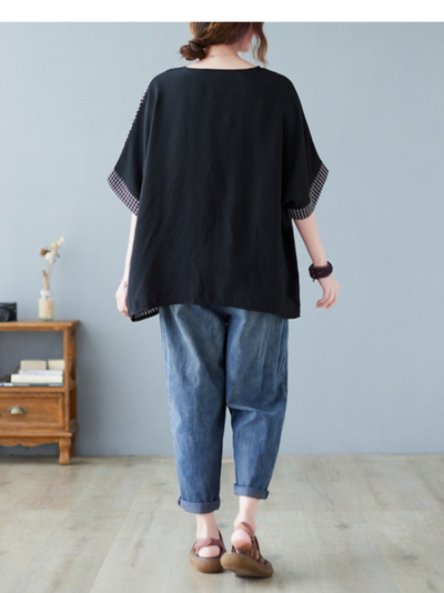 women's cotton black top