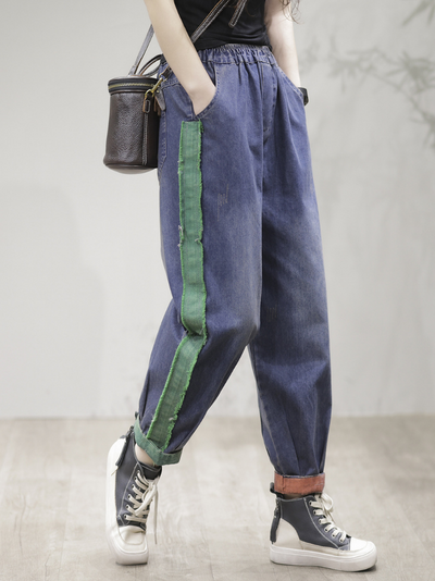 Women's Casual Blue Loose Fit Pants