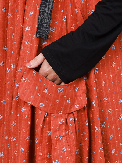 Women's Orange Salopette Dress With Pockets