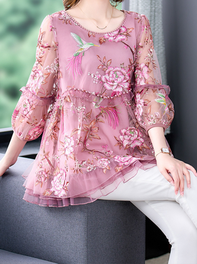 Women Casual Tunic Tops Ladies Casual Plus Size Printing Long Sleeve