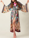 Evatrends cotton gown robe printed kimonos, Outerwear, Cotton, Nightwear, long kimono, long Sleeves, loose fitting, printed, Belted