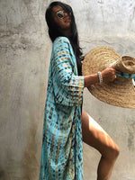 Evatrends cotton gown robe printed kimonos, Outerwear, Nightwear, Rayon, Board Sleeves, Different colors, Tie Dye print, Belted