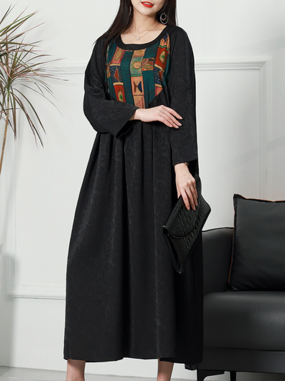 Women's Silk Black Midi-Dress