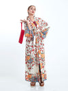 Evatrends cotton gown robe printed kimonos, Outerwear, Cotton, Nightwear, long kimono, Board Sleeves, loose fitting, Floral print, Belted