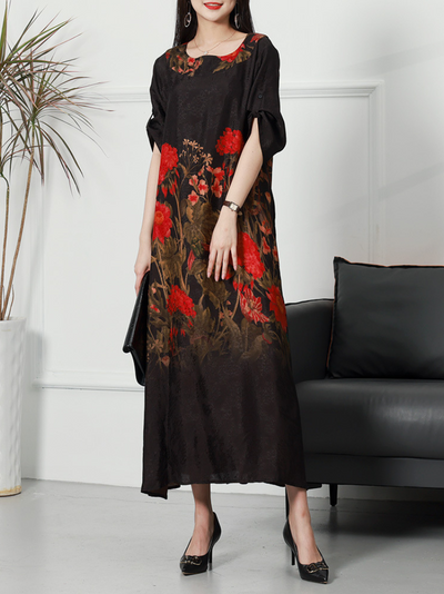 Women's Round Neck Midi-Dress