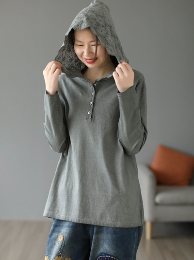 Women's Gray Hooded Shirt