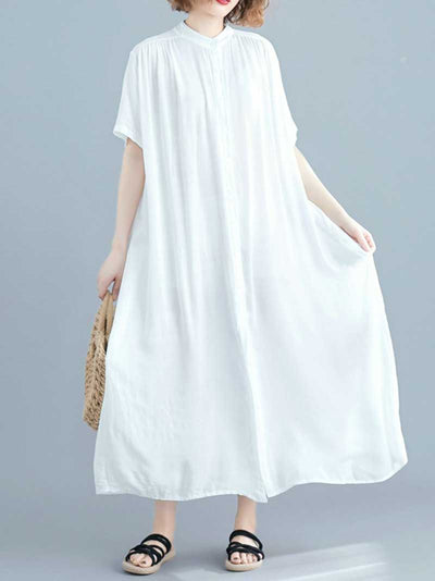 Evatrends Cotton Shirt dress, Short sleeves, Plain Dress, front buttons with open style, Shirt Dress, Different Color