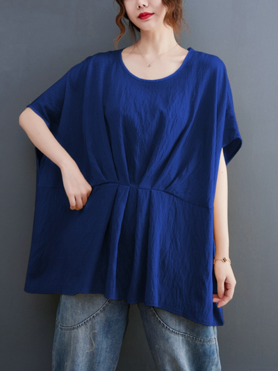 Women's Blue Round Neck Top