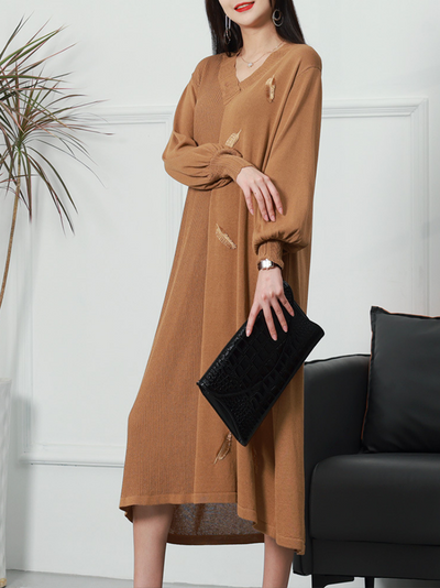 Women's Long Sleeves Midi-Dress