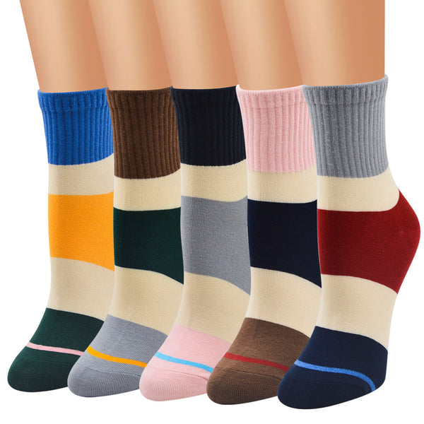 Calcetines de tobillo de diseño de patrones de algodón para mujeres (5 pares)