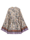 Evatrends cotton gown robe printed kimonos, Outerwear, Cotton, Nightwear, Short kimono, Board Sleeves, loose fitting, Printed, Belted