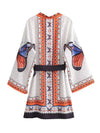 Jacket Style Short Kimono With Butterfly Print Gown Robe
