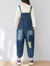 Dungarees cotton denim ripped jeans floral vintage retro style overall