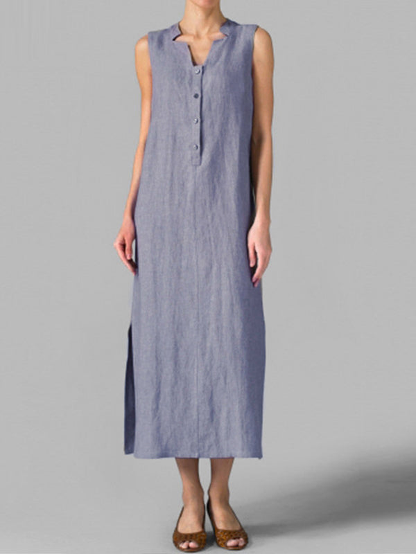 Botón Alinear el vestido maxi deslizante