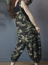 Dungarees cotton denim ripped jeans floral vintage retro style overall, Camouflage ,Two Back Pockets