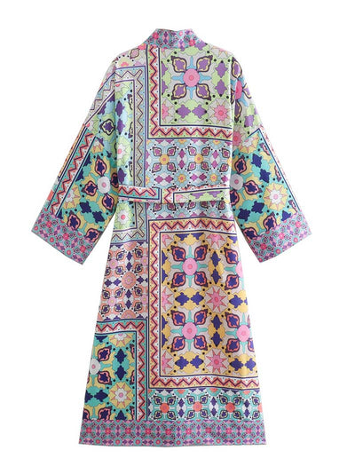Summer Wear Printed Multicolor Kimono Gown Duster Robe