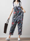 Dungarees cotton denim Printed ,vintage retro style overall, Adjustable straps, double side pockets, comfortable overall, Floral cropped overall