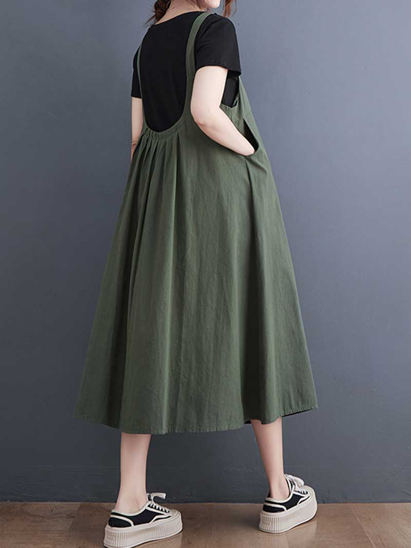 Plain Cotton Salopette Dress