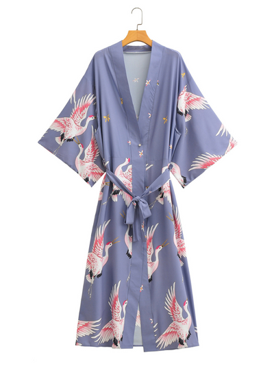 women's blue Kimono