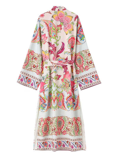 Night Wear Multicolor Floral Kimono Duster Robe