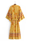 Swimwear Floral Printed Yellow Long Kimono
