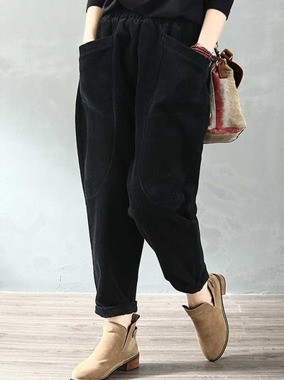 Evatrends Nine-Point Pants, Bottom, Plain pant, Double side Pockets, Elastic Waist