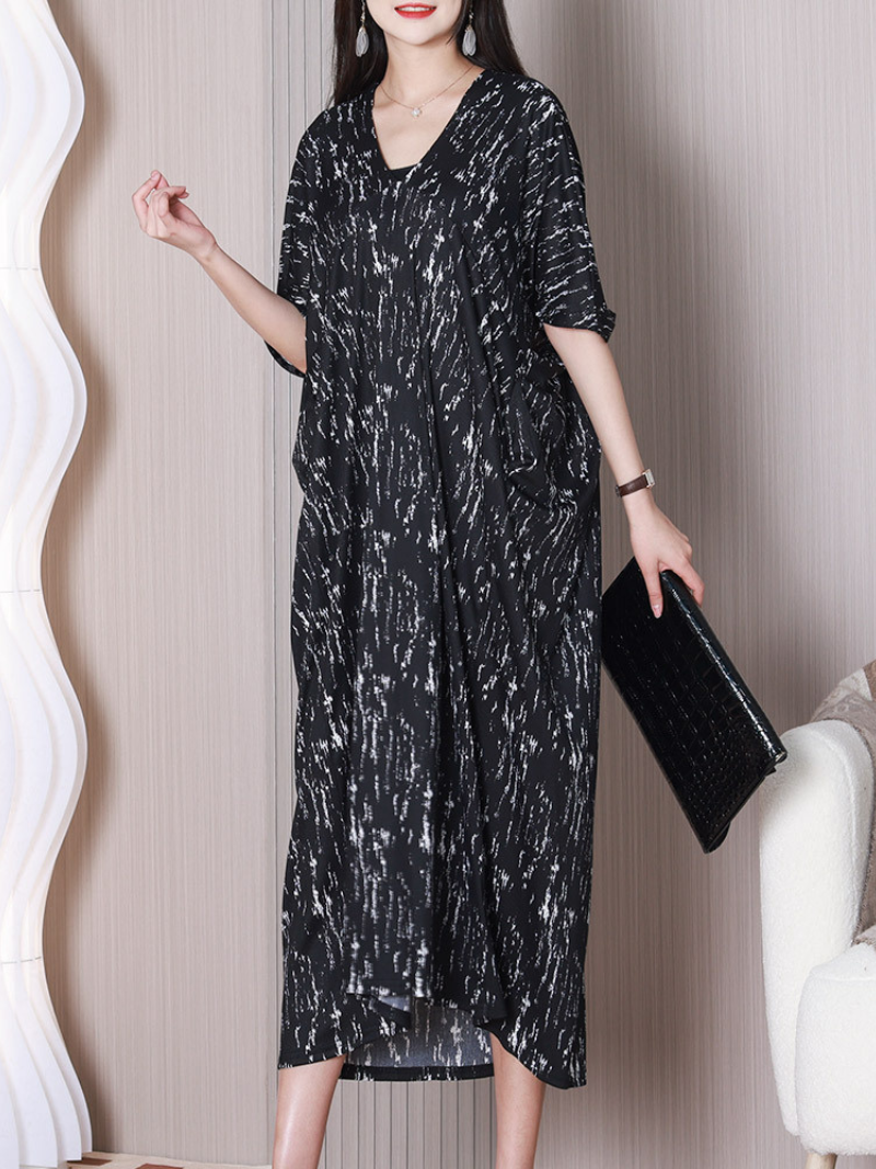 Feel Free Women's Round Neck Loose Midi Dress