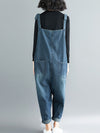 Dungarees cotton denim ripped jeans floral vintage retro style overall