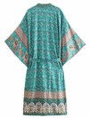 Evatrends cotton gown robe printed kimonos, Gown style, Outerwear, 100% Cotton, Nightwear, Long kimono, Board Sleeves, Blue, loose fitting, Printed, Belted