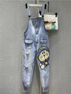 Dungarees cotton denim jeans ,vintage retro style overall, Adjustable straps, Printed. Double side pockets, Cartoon print