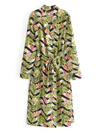 Evatrends cotton gown robe printed kimonos, Gown style, Outerwear, Polyester, Nightwear, Long kimono, Board Sleeves, Green, loose fitting, Leaf Print