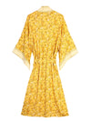 Evatrends cotton gown robe printed kimonos, Outerwear, Cotton, Viscose, Nightwear, Bordered trim, sleeves & bottom, long kimono, Kimono Broad sleeves with armpit opening, loose fitting,  Floral print