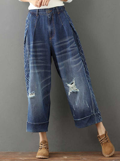 Evatrends Denim Pants, Bottom, Double side Pockets, Ripped, Patch pant, Side Printed, Trouser Pant