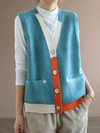 Blue Moon V-neck Knitted Vest Waistcoat Cardigan Sweater
