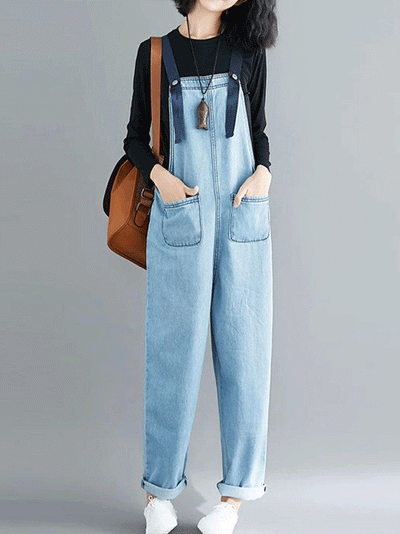 Dungarees, cotton denim, jeans, vintage retro style, overall, pockets