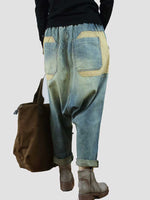 Stay Happy Patch Denim Baggy-Hose