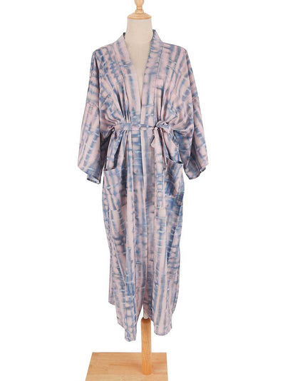 Evatrends cotton gown robe printed kimonos, Outerwear, Rayon 100（%）, Nightwear, long kimono, Board Sleeves, Different colors, loose fitting, Tie-Dye Print