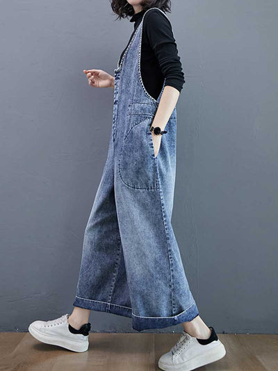 Dungarees cotton denim jeans ,vintage retro style overall, Adjustable straps, Double side pockets, Wide leg style, Overall Dungaree