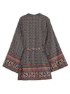 Evatrends cotton gown robe printed kimonos, Outerwear, Cotton, Nightwear, Short kimono, Board Sleeves, loose fitting, Printed, Floral, Belted
