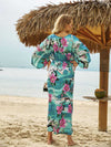 Evatrends cotton gown robe printed kimonos, Outerwear, Cotton, Nightwear, Long kimono, Board Sleeves, loose fitting, Printed, Floral, Belted