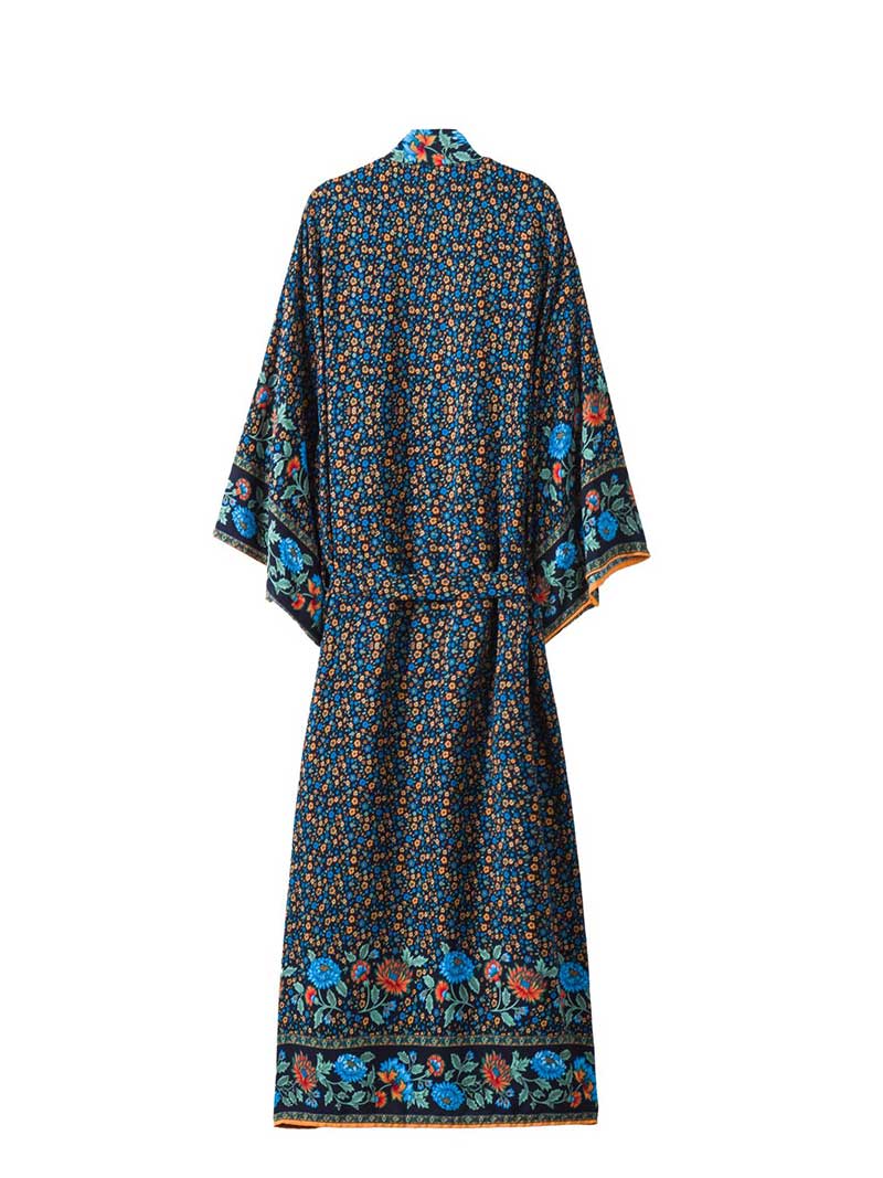 Beachwear Floral Printed Long Kimono Gown Robe