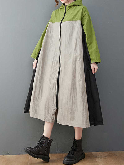 Hooded Windbreaker jacket style A-Line Dress