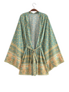 Women's green Print Kimono