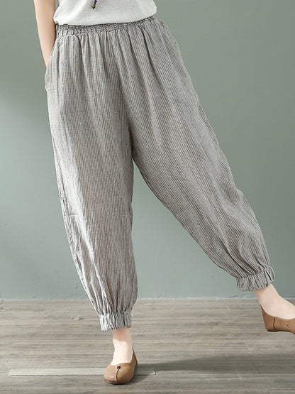 Pantalon de coton et de lin à roues à roues