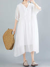 Cotton Short Sleeves A-Line Dress