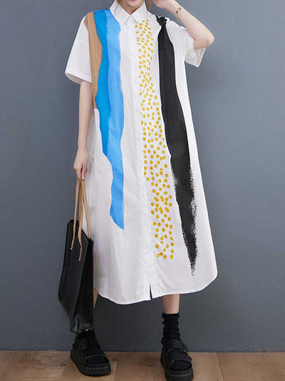 Cotton Art Print Shirt Dress