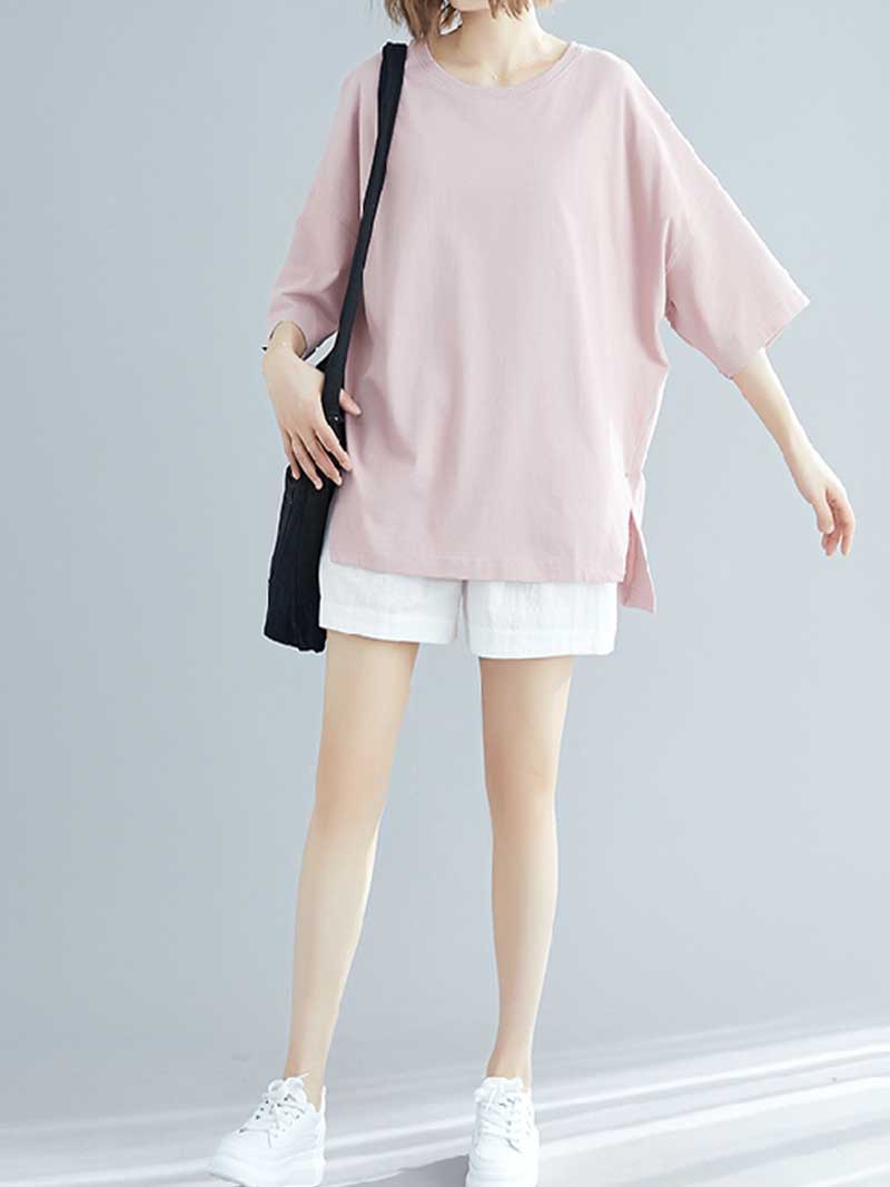 Evatrends Cotton Top, Summer wear, Short sleeves, Plain top, Round Neck Wear With Jeans pant 