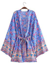 Evatrends cotton gown robe printed kimonos, Outerwear, Cotton, Nightwear, Short kimono, Board Sleeves, loose fitting, Printed, Floral, Belted