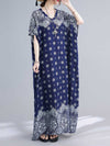 Evatrends kaftan, Rayon, V-neck, Printed, Short sleeves, Printed Kaftan Dress, Floral Print, Loose Waist, Long Dress, Beachwear Dress