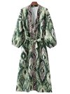 Evatrends cotton gown robe printed kimonos, Outerwear, Polyester, Nightwear, long kimono,  Raglan sleeves, long Sleeves, loose fitting, printed, Belted